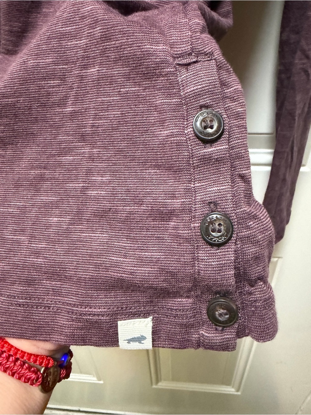 Toad&Co Maroon Heathered Crew neck long sleeve Tee with button side detail XL - Picture 4 of 6